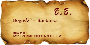 Bognár Barbara névjegykártya